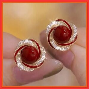 Elegant Red and Gold Earrings